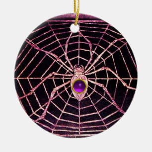 Ornamento De Cerâmica SPIDER E WEB Roxo Ametist Preto