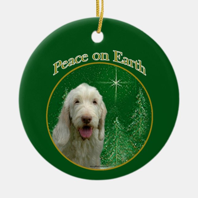 Ornamento De Cerâmica Spinone Italiano Peace (Frente)