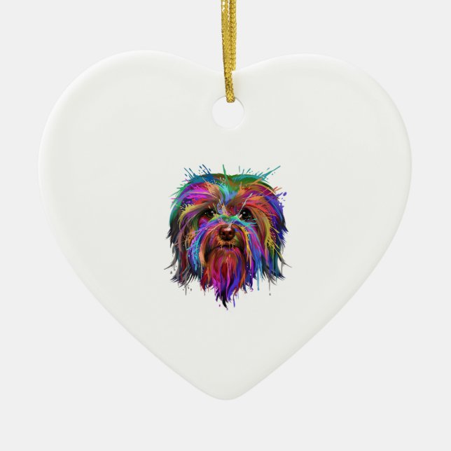 Ornamento De Cerâmica Splash Art Havanese Cute Bichon Habanero Gift (Frente)