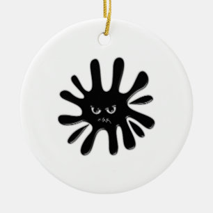 Ornamento De Cerâmica Splatter preto irritado
