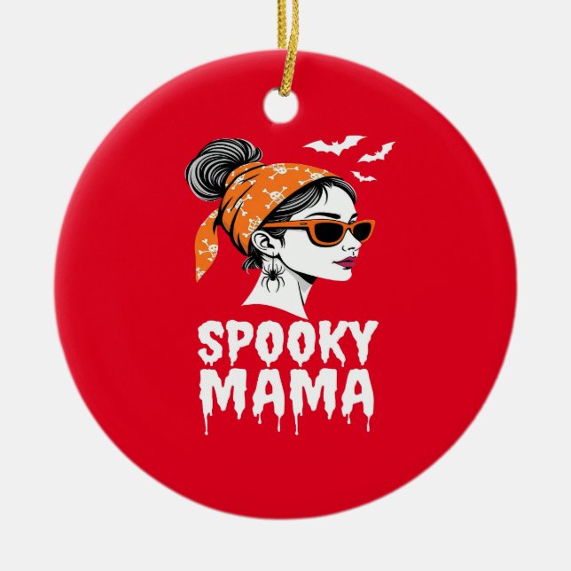 Ornamento De Cerâmica Spooky Mama Halloween - Design (Frente)