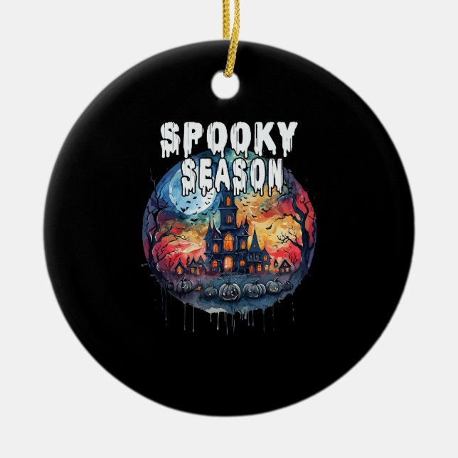 Ornamento De Cerâmica Spooky Season Halloween (Frente)