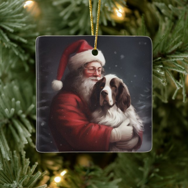 Ornamento De Cerâmica Springer Spaniel Papai Noel Natal Festivo (Árvore)
