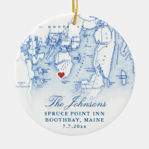 Ornamento De Cerâmica Spruce Point No Maine Newlywn Primeiro Natal
