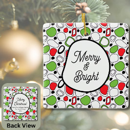 Ornamento De Cerâmica Square Holiday Ceramic Ornament – Personalize Text