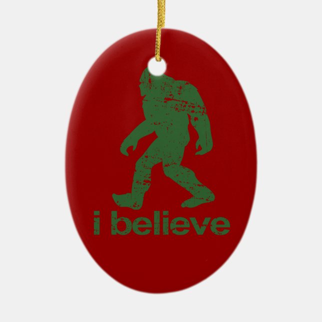 Ornamento De Cerâmica Squatchin ido - vermelho e verde (Frente)