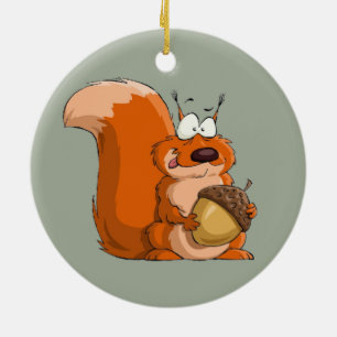 ORNAMENTO DE CERÂMICA SQUIRREL HOLDING ACORN
