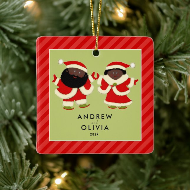 Ornamento De Cerâmica Sr. e Sra. Coletor de Natal (Árvore)
