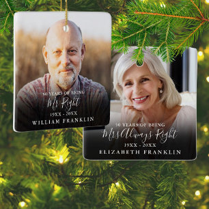 Ornamento De Cerâmica Sr. e Sra. Direita Diversão 2 Foto Aniversário