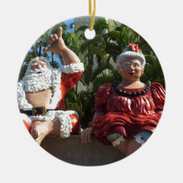 Ornamento De Cerâmica Sr. e Sra. Papai Noel