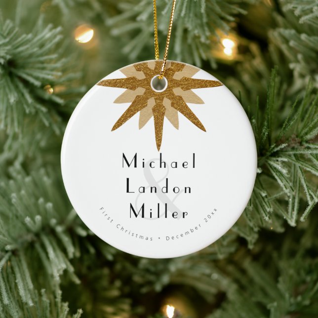 Ornamento De Cerâmica Sr. + Sr. Newlywing 1rua Art Deco Snowflake (Árvore)