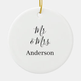 Ornamento De Cerâmica Sr & Sra adicionar sobrenome data ano lembrança de