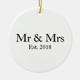 Ornamento De Cerâmica Sr & Sra Ano de Fundação Personalizado Casal 