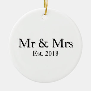 Ornamento De Cerâmica Sr & Sra Ano de Fundação Personalizado Casal