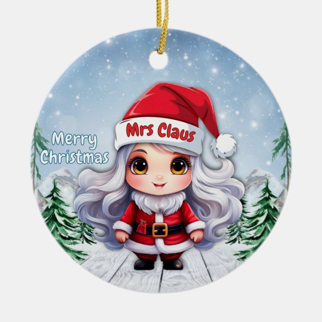 Ornamento De Cerâmica Sra. Papai Noel 🤶🎄 (Frente)