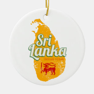 Ornamento De Cerâmica Sri Lanka - Mapa das Ilhas Feriadas da Vintage Sou