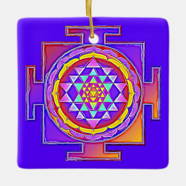 Ornamento De Cerâmica Sri Yantra - Símbolo hinduísmo Design 1 (Frente)