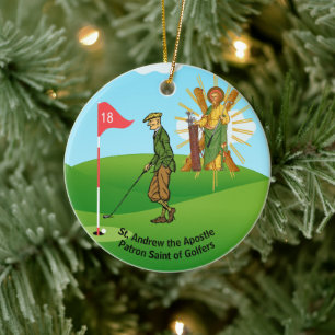 Ornamento De Cerâmica SS. André & Judas com 2 Golfistas Masculinos