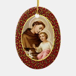 Ornamento De Cerâmica St Anthony de Pádua personaliza a cor do fundo
