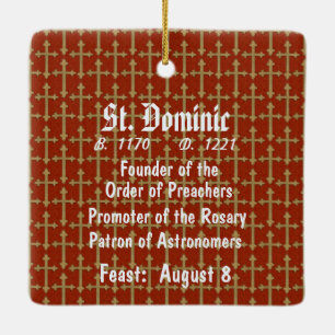 Ornamento De Cerâmica St. Dominic de Guzman (BK 011) Sq. Vermelho
