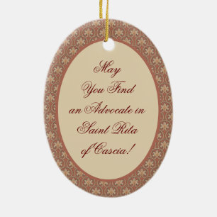 Ornamento De Cerâmica St. Rita de Cascia (M 015) Oval