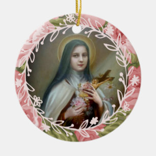 Ornamento De Cerâmica St. Therese do crucifixo infantil dos rosas de