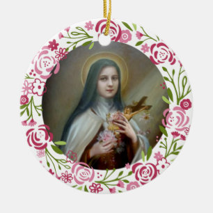 Ornamento De Cerâmica St. Therese do crucifixo infantil dos rosas de