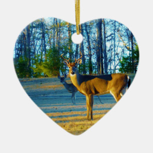 Ornamento De Cerâmica Stag / Buck Deer, azul brilhante Céu
