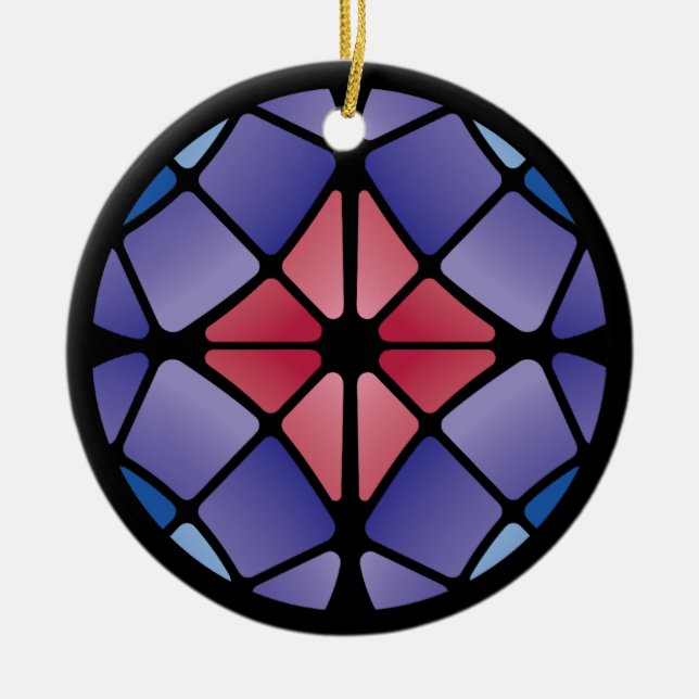 Ornamento De Cerâmica Stained Glass (Radial - Midnight) (Frente)