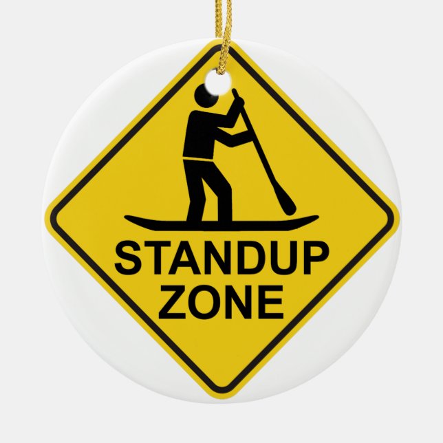 Ornamento De Cerâmica Standup Paddleboard Zone Road Sign (Frente)