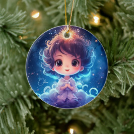 Ornamento De Cerâmica Starry Little Princess Nighttime Girly Personalize