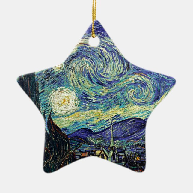 Ornamento De Cerâmica Starry Night por van Gogh (Frente)