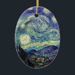 Ornamento De Cerâmica Starry Night por van Gogh<br><div class="desc">Van Gogh era obcecado pelo simbolismo de objetos luminosos e de cor. A lâmpada era um símbolo de calma e segurança. A estrela simbolizou a fé, e a luz gasosa, as realidades humanas. O azul ultramarino profundo era infinito, enquanto o vermelho e o verde expressavam "essas coisas terríveis, as paixões...</div>