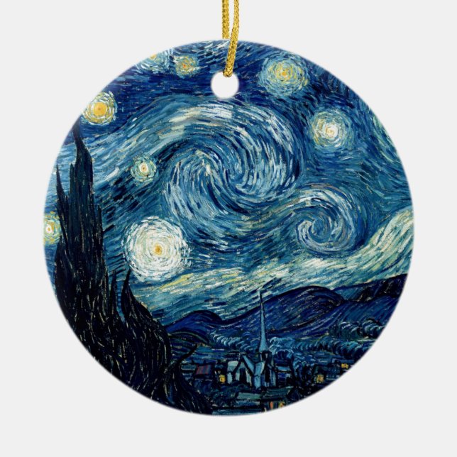 Ornamento De Cerâmica Starry Night Por Vincent Van Gogh (Frente)