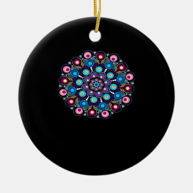 Ornamento De Cerâmica Starry Night Whimsigoth Dot Mandala (Frente)