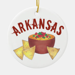 Ornamento De Cerâmica State Pride Arkansas Style Cheese Queso Dip Nachos