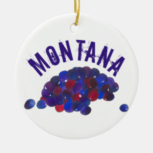 Ornamento De Cerâmica State Pride Montana Huckleberry Blue Huckleberry