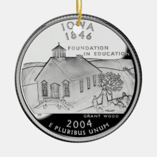 Ornamento De Cerâmica State Quarter of Iowa Reverse Side Faux