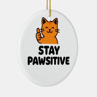 Ornamento De Cerâmica stay pawsitive cute Ginger cat ornament