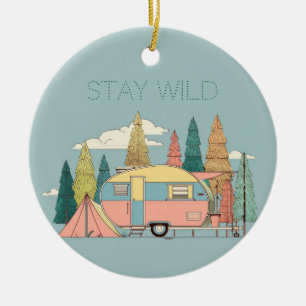 Ornamento De Cerâmica Stay Wild Camper – Etiqueta de Presente de Aventur