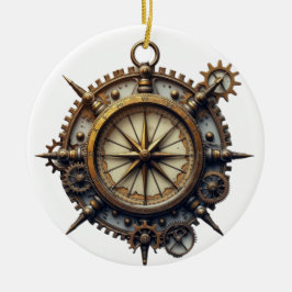 Ornamento De Cerâmica Steampunk Compass