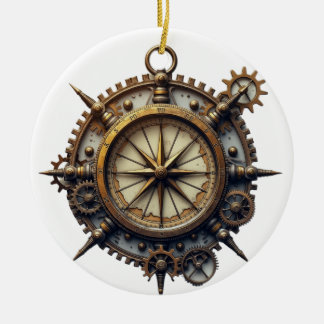 Ornamento De Cerâmica Steampunk Compass