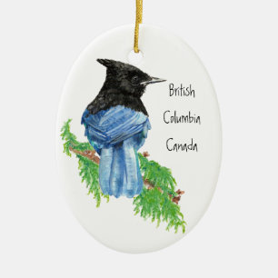 Ornamento De Cerâmica Stellar Jay B.C. British Columbian, Canadá