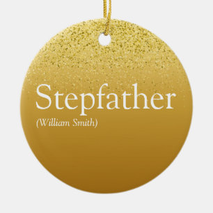 Ornamento De Cerâmica Stepdad, definição de Stepdad Dourada Glitter