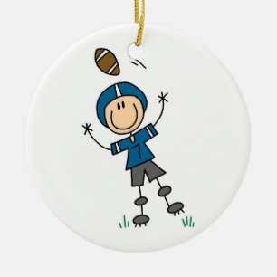 Ornamento De Cerâmica Stick Figure Futebol Blue