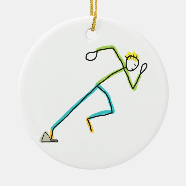 Ornamento De Cerâmica Stickman Corredor (Frente)