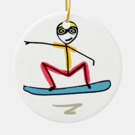 Ornamento De Cerâmica Stickman de Snowboarding