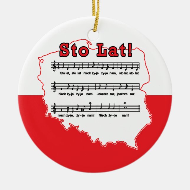 Ornamento De Cerâmica Sto Lat! Mapa Polonês da Música (Frente)