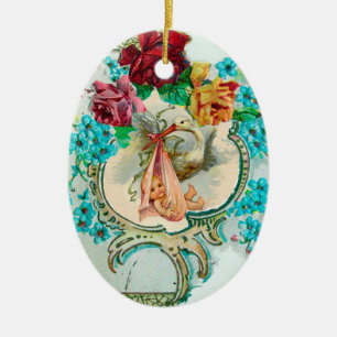 Ornamento De Cerâmica STORAGE CHÁ DE FRALDAS 2 MONOGRAM Red Ruby