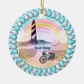 Ornamento De Cerâmica Stormy Lighthouse Bike